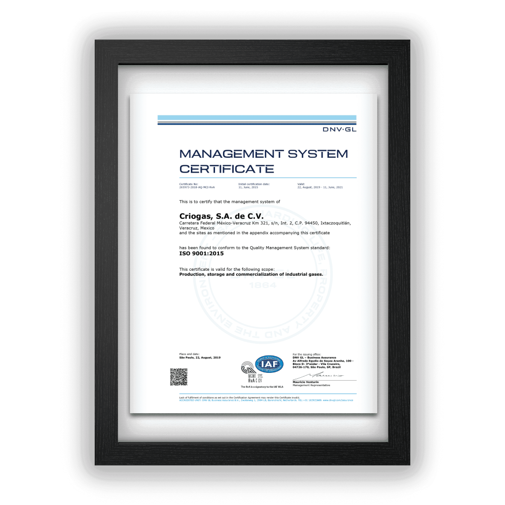ISO 9001:2015 Criogas