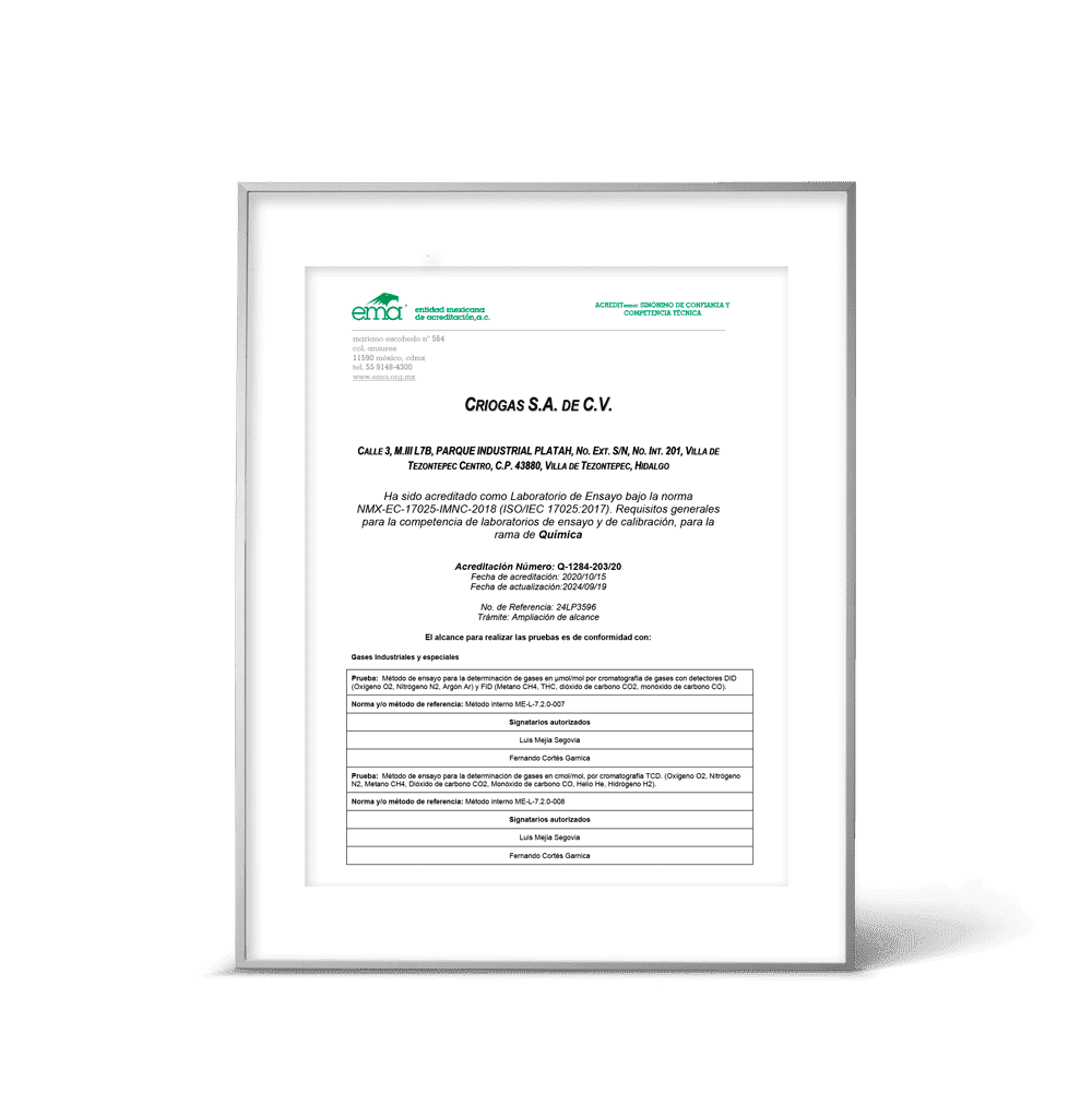 Productos de Criogas Certificados