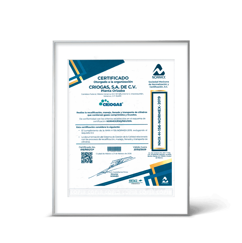 Productos de Criogas Certificados