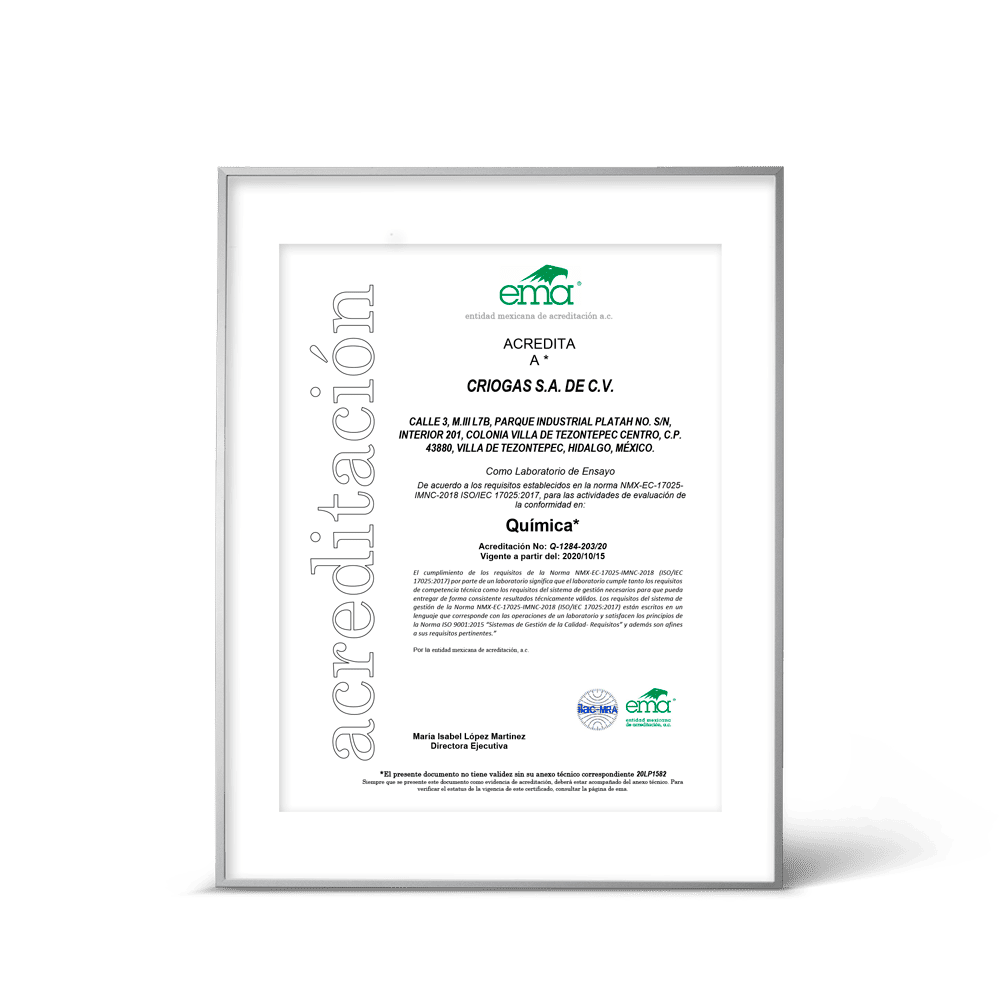 Entidad Mexicana de Acreditacion EMA - NQA - laboratorio de ensayo de gases NMX EC 17025 - ISO 9001 - FSSC 22000 - NMX H 156 - NQA 45001